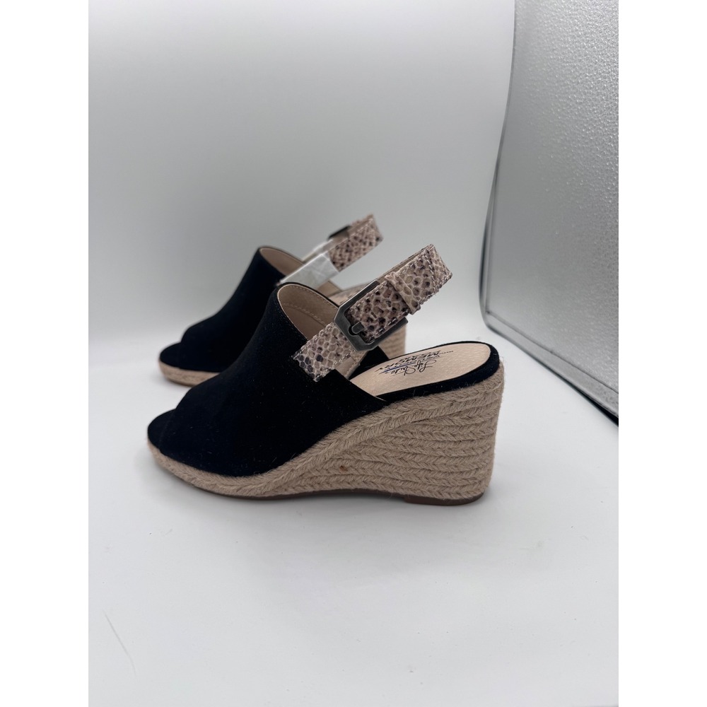 LifeStride Trina Espadrille Wedge Sandals Women 6M Black Snakeskin Slingback - Picture 4 of 8